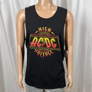 AC/DC Men's Small Black Yellow Retro High Voltage Tank Top Sleeveless T-Shirt